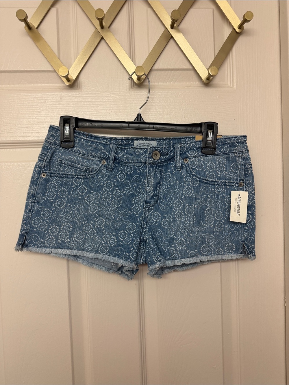 Aeropostale Blue Printed Denim Cutoff Shorts